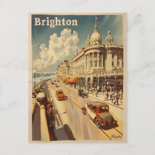 Vintage Promenade Sunny Brighton Postkarte