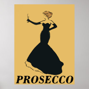Vintage Prosecco-Frau Poster