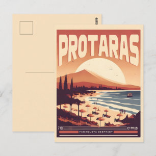 Vintage Protaras Zypern Urlaub am Strand Geschenk Postkarte