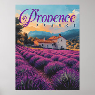 Vintage Provence Lavender Fields Poster