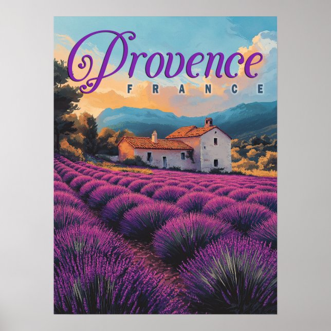Vintage Provence Lavender Fields Poster (Vorne)