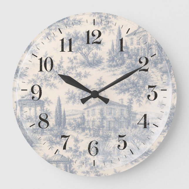 vintage Provence-Muster Große Wanduhr (Vorderseite)