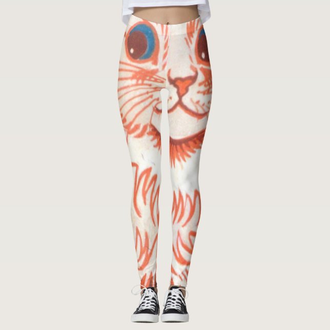 Vintage psychedelische Katze von Louis Wain Leggings (Vorderseite)