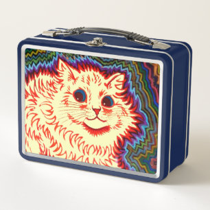 Vintage psychedelische Katze von Louis Wain Metall Brotdose