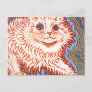Vintage psychedelische Katze von Louis Wain Postkarte