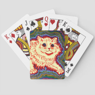 Vintage psychedelische Katze von Louis Wain Spielkarten