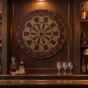 Vintage Pub-Ästhetik Braun & Gold Benutzerdefinier Dartscheibe