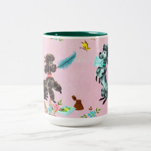 Vintage-Pudel-Kaffeetasse Zweifarbige Tasse