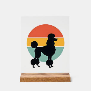 Vintage Pudel Sonnenuntergang Retro Hund Silhouett Acrylschild