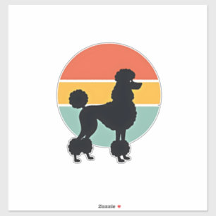 Vintage Pudel Sonnenuntergang Retro Hund Silhouett Aufkleber