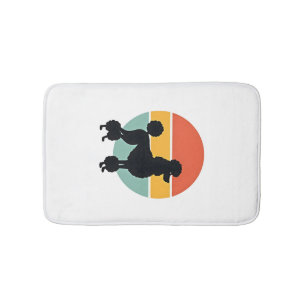 Vintage Pudel Sonnenuntergang Retro Hund Silhouett Badematte