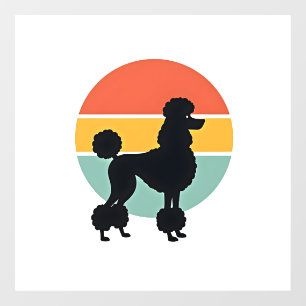 Vintage Pudel Sonnenuntergang Retro Hund Silhouett Fensteraufkleber