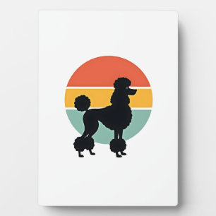 Vintage Pudel Sonnenuntergang Retro Hund Silhouett Fotoplatte