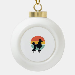 Vintage Pudel Sonnenuntergang Retro Hund Silhouett Keramik Kugel-Ornament