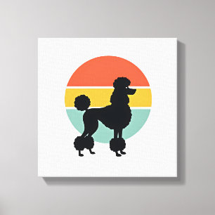 Vintage Pudel Sonnenuntergang Retro Hund Silhouett Leinwanddruck