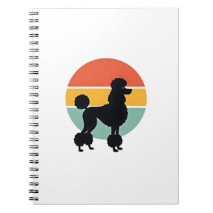 Vintage Pudel Sonnenuntergang Retro Hund Silhouett Notizblock