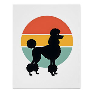 Vintage Pudel Sonnenuntergang Retro Hund Silhouett Poster