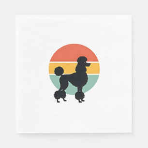 Vintage Pudel Sonnenuntergang Retro Hund Silhouett Serviette
