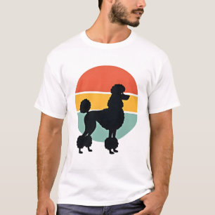 Vintage Pudel Sonnenuntergang Retro Hund Silhouett T-Shirt