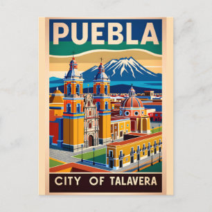 Vintage Puebla Mexico Stadt der Talavera Retro Postkarte