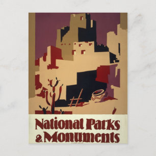 Vintage-Pueblo-WPA-Reiseplakat Nationalparks Postkarte