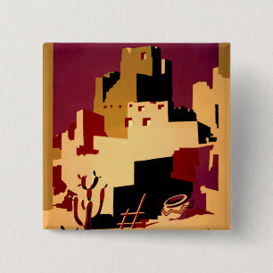 Vintage Pueblos des Südwestens WPA Poster Art Button