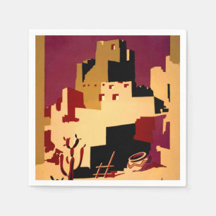 Vintage Pueblos des Südwestens WPA Poster Art Serviette