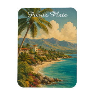 Vintage Puerto Plata Dominikanische Republik Tropi Magnet