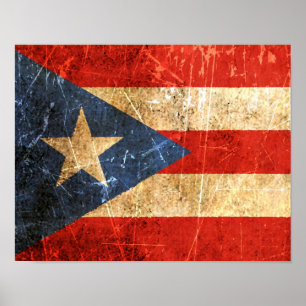 Vintage puerto-ricanische Flagge mit Kratzern und Poster