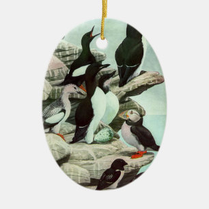 Vintage Puffins und Wasservögel von Louis Futes Keramik Ornament