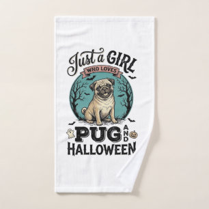 Vintage-Pug-Halloween-Mädchen-Hundefreund-Shirt-De Handtuch