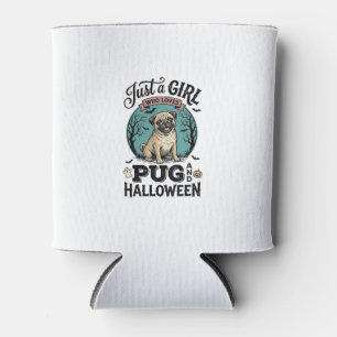Vintage-Pug-Halloween-Mädchen-Hundeliebhaber-Shirt Dosenkühler