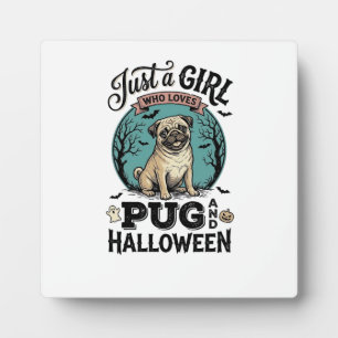 Vintage-Pug-Halloween-Mädchen-Hundeliebhaber-Shirt Fotoplatte
