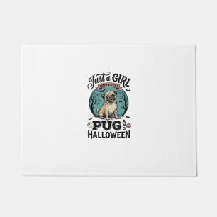 Vintage-Pug-Halloween-Mädchen-Hundeliebhaber-Shirt Fußmatte