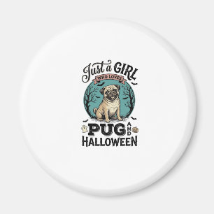 Vintage-Pug-Halloween-Mädchen-Hundeliebhaber-Shirt Magnet