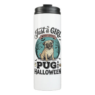 Vintage-Pug-Halloween-Mädchen-Hundeliebhaber-Shirt Thermosbecher