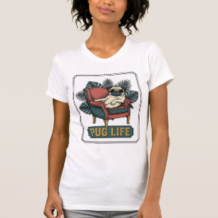 Vintage Pug Leben Coole Hunde Sonnenbrille Design_ T-Shirt