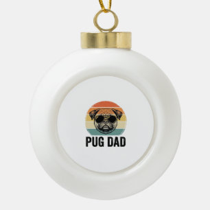 Vintage-Pug-Vater-Gravur-Hunde-Liebhaber-Design_1 Keramik Kugel-Ornament