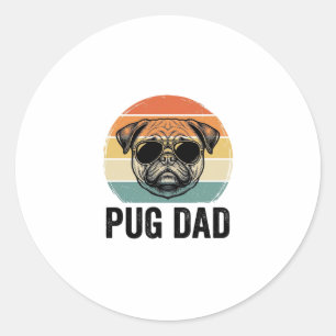 Vintage-Pug-Vater-Gravur-Hunde-Liebhaber-Design_1 Runder Aufkleber