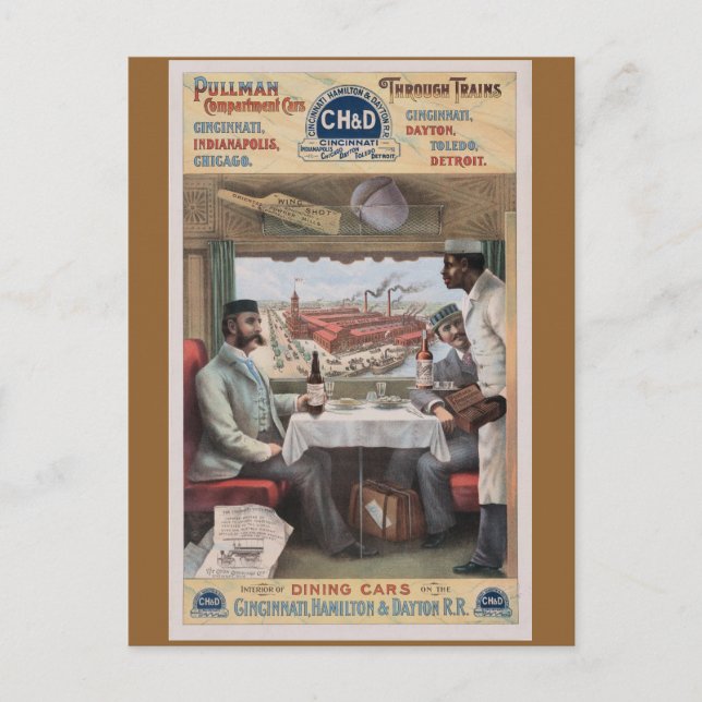 Vintage Pullman-Zugwagen Postkarte (Vorderseite)