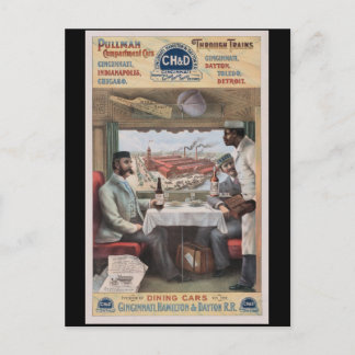 Vintage Pullman-Zugwagen Postkarte