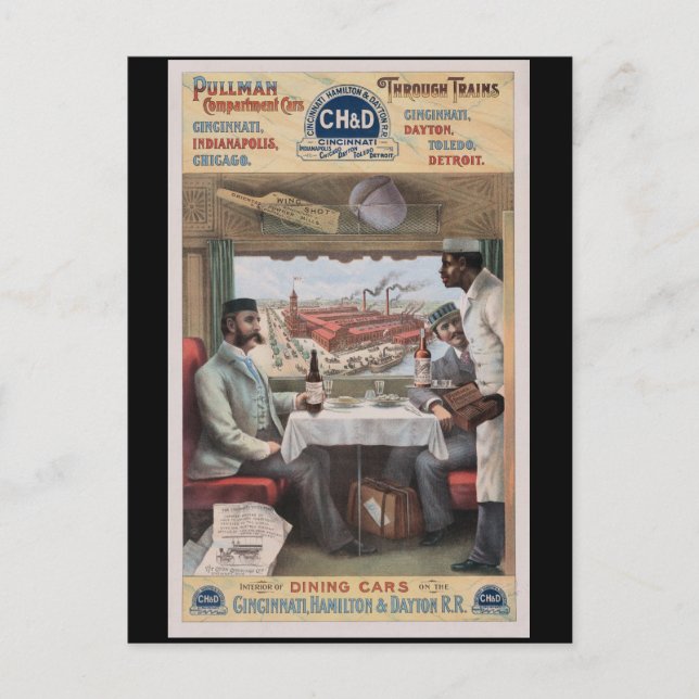 Vintage Pullman-Zugwagen Postkarte (Vorderseite)