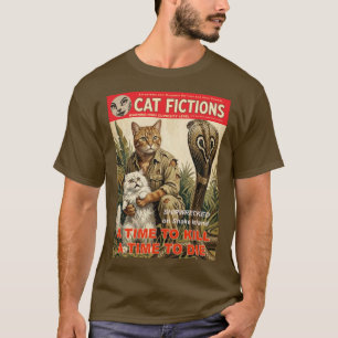 Vintage-Pulp-Fiction-Katzen-Shirt Retro-Abenteue T-Shirt