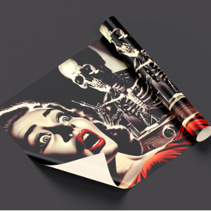 Vintage-Pulp-Horror-Frau Geschenkpapier