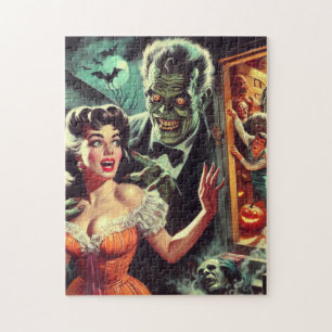 Vintage Pulp Horror Girl Illustration Puzzle