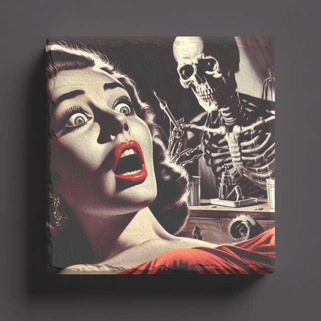 Vintage Pulp Horror Woman Steinuntersetzer (Von Creator hochgeladen)