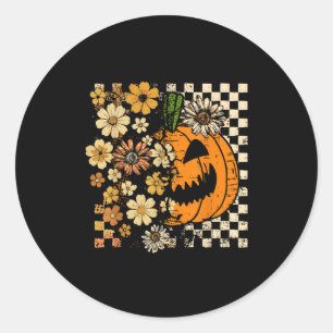 Vintage Pumpkin-Blume Halloween Herbst Erntedankfe Runder Aufkleber