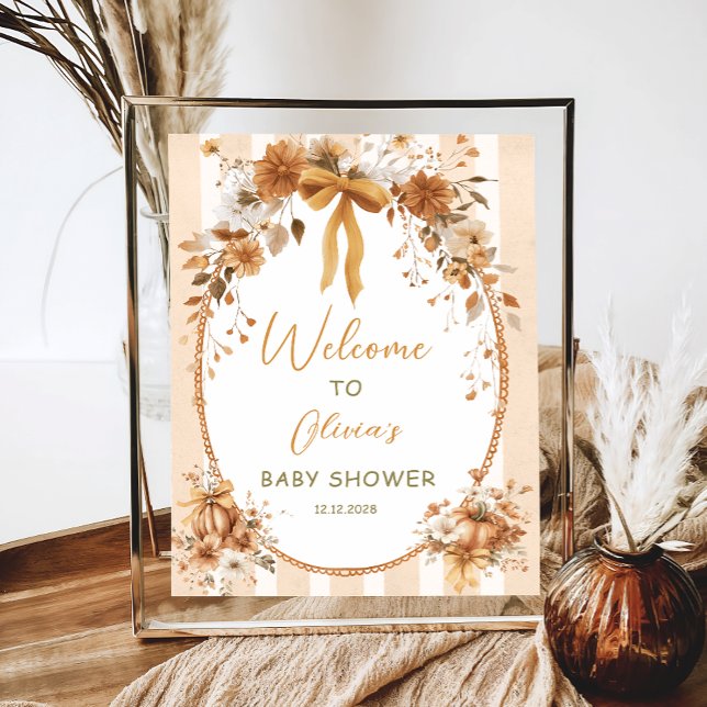 Vintage Pumpkin Floral Bow Babydusche Willkommen Poster (Von Creator hochgeladen)