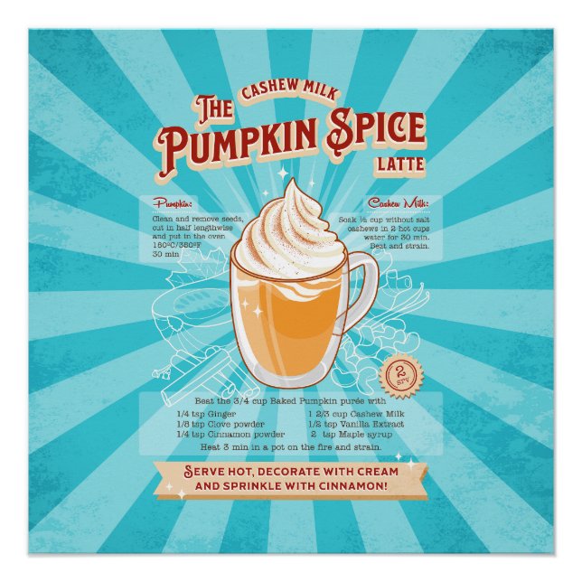 Vintage Pumpkin GewürzLatte - Rezept Poster (Vorderseite)