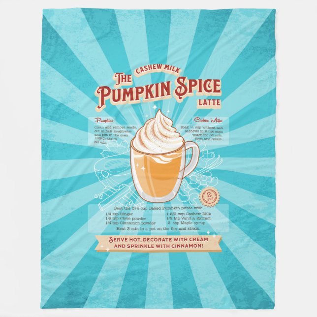 Vintage Pumpkin GewürzLatte - Rezept Poster Fleecedecke (Vorderseite)